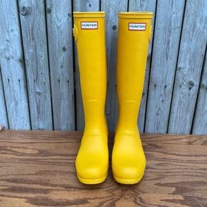 Yellow Hunter rain boots